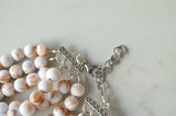 White Brown Acrylic Lucite Bead Chunky Multi Strand Womens Statement Necklace - Alana