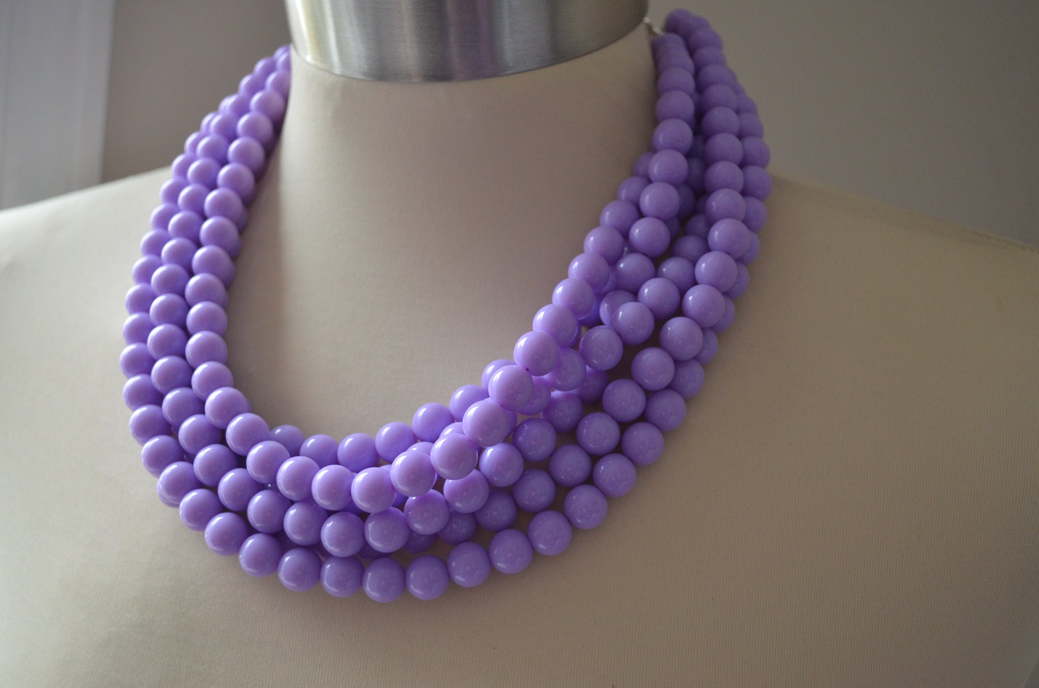 Lavender clay beads necklace