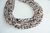 Black Clear Crystal Glass Beaded Multi Strand Chunky Statement Necklace - Anna Marie