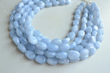 Light Blue Beaded Lucite Chunky Multi Strand Statement Necklace - Lauren