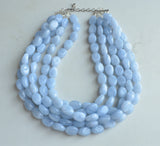 Light Blue Beaded Lucite Chunky Multi Strand Statement Necklace - Lauren