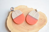 Yellow Lucite Wood Big Acrylic Statement Dangle Womens Earrings - Bennett