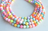 Pastel Multi Color Chunky Multi Strand Bead Statement Necklace - Alana