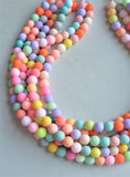 Pastel Multi Color Chunky Multi Strand Bead Statement Necklace - Alana