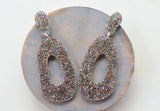 Rainbow Glitter Lucite Acrylic Big Dangle Womens Statement Earrings - Sylvia