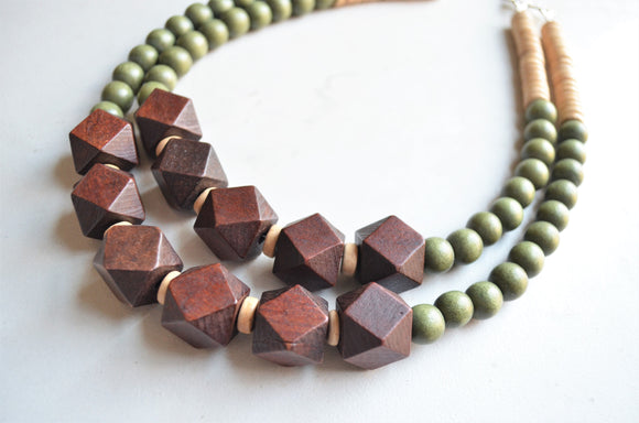 Extra Long Multi Color Wooden Necklace
