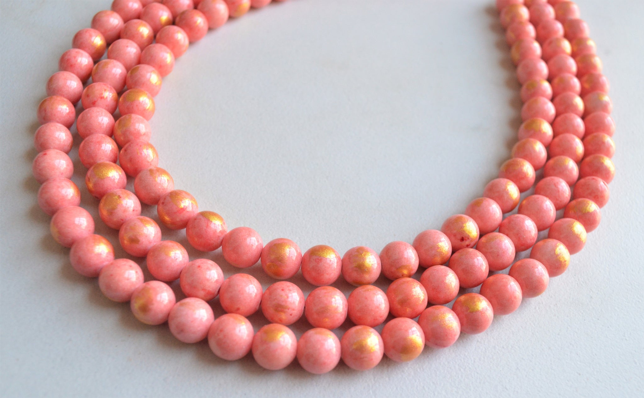 Orange Pink Coral Chunky Jade Beaded Multi Strand Statement Necklace - –  Dana LeBlanc Designs