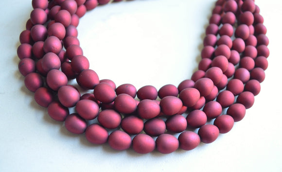 Red Matte Rubber Beaded Chunky Statement Necklace