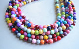 Multi Color Acrylic Lucite Bead Multi Strand Chunky Statement Necklace - Alana