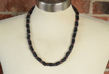 Mens Black Brown Wood Jasper Beaded Surfer Long Necklace - Mason