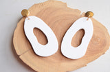 White Lucite Acrylic Big Dangle Statement Earrings - Sylvia