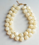Ivory White Gold Lucite Beaded Chunky Multi Strand Statement Necklace - Ashley
