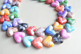 Heart Rainbow Multi Color Acrylic Beaded Statement Necklace