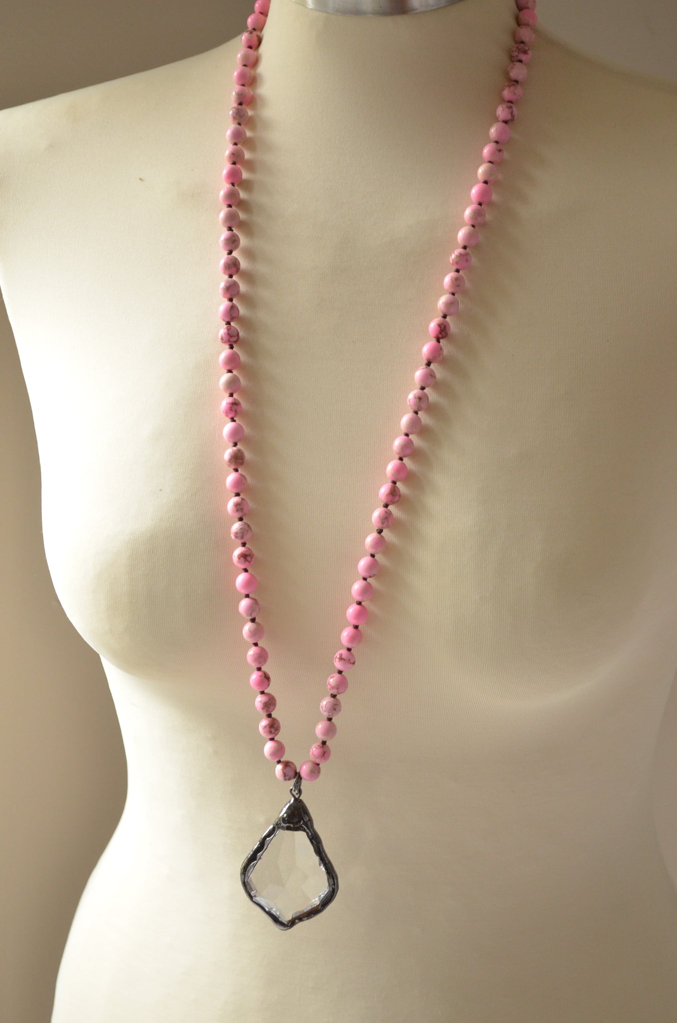 Cute 3 Strand Hot Pink Beaded Necklace | eBay