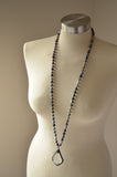 Blue Purple Long Stone Crystal Glass Pendant Beaded Necklace - San Jose