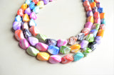 Multi Color Statement Colorful Acrylic Bead Multi Strand Necklace - Billie