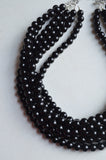 Black Acrylic Lucite Bead Chunky Multi Strand Statement Necklace - Alana