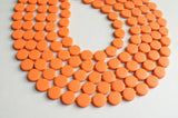 Orange Beaded Wood Multi Strand Chunky Statement Necklace - Charlotte