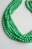Green Jade Beaded Multi Strand Chunky Womens Statement Necklace - Michelle
