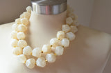 Ivory White Gold Lucite Beaded Chunky Multi Strand Statement Necklace - Ashley