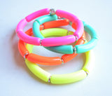 Neon Acrylic Lucite Tube Stretch Womens Bracelet