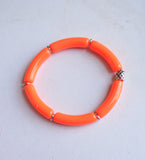 Neon Acrylic Lucite Tube Stretch Womens Bracelet