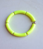 Neon Acrylic Lucite Tube Stretch Womens Bracelet