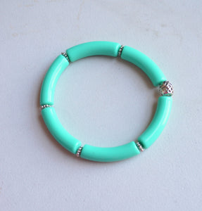 Neon Acrylic Lucite Tube Stretch Womens Bracelet