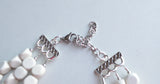 White Silver Wood Beaded Chunky Multi Strand Statement Necklace - Lisa