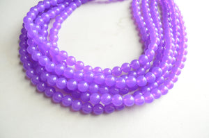 Purple Jelly Acrylic Lucite Bead Chunky Multi Strand Statement Necklace - Alana