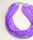 Purple Jelly Acrylic Lucite Bead Chunky Multi Strand Statement Necklace - Alana