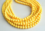 Sunny Yellow Acrylic Lucite Bead Chunky Multi Strand Statement Necklace - Alana