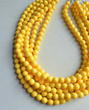 Sunny Yellow Acrylic Lucite Bead Chunky Multi Strand Statement Necklace - Alana