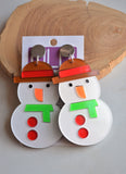 Christmas Snowman Santa Tree Gingerbread Man Holiday Acrylic Statement Earrings