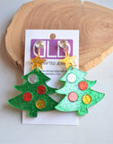 Christmas Snowman Santa Tree Gingerbread Man Holiday Acrylic Statement Earrings