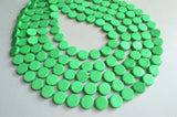 Green Beaded Wood Multi Strand Chunky Statement Necklace - Charlotte
