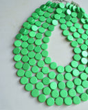 Green Beaded Wood Multi Strand Chunky Statement Necklace - Charlotte