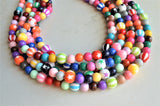 Multi Color Acrylic Lucite Bead Chunky Statement Necklace - Carnivale