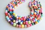 Multi Color Acrylic Lucite Bead Chunky Statement Necklace - Carnivale