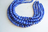 Denim Blue Acrylic Lucite Bead Chunky Multi Strand Statement Necklace - Alana