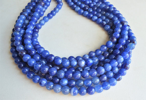 Denim Blue Acrylic Lucite Bead Chunky Multi Strand Statement Necklace - Alana