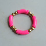 Acrylic Bead Lucite Tube Stretch Womens Bracelet