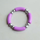 Acrylic Bead Lucite Tube Stretch Womens Bracelet