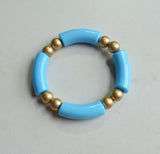 Acrylic Bead Lucite Tube Stretch Womens Bracelet