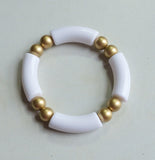 Acrylic Bead Lucite Tube Stretch Womens Bracelet