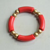 Acrylic Bead Lucite Tube Stretch Womens Bracelet