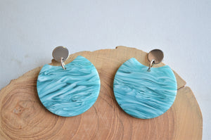 Aqua Blue Statement Lucite Big Acrylic Large Earrings - Hanna