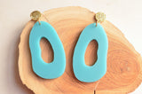 Yellow Pink Mint Green Lucite Abstract Matte Statement Earrings - Sylvia