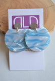 Aqua Blue Statement Lucite Big Acrylic Large Earrings - Hanna