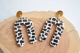 Black White Red Lucite Acrylic Geometric Statement Earrings - Maeve